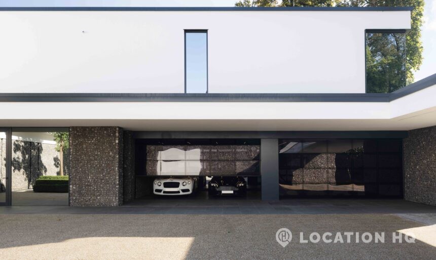 modern deco car garage film location