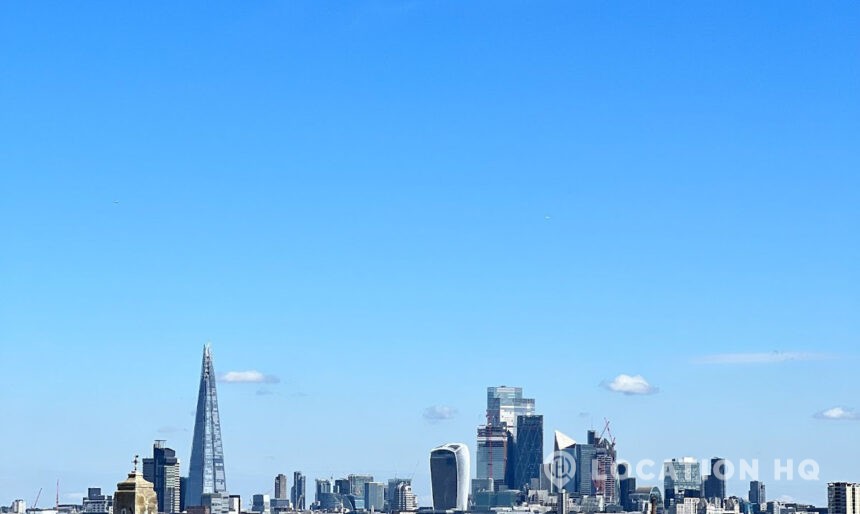 car park with views of The Shard for filming