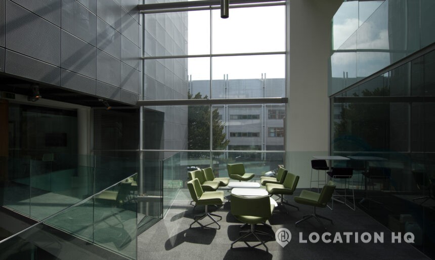 glass panelled library
