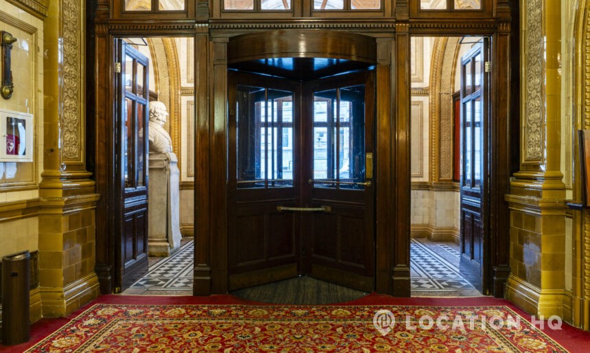 wooden revolving hotel door