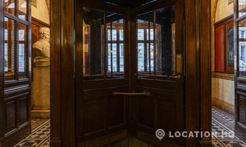 Revolving door wood period film location