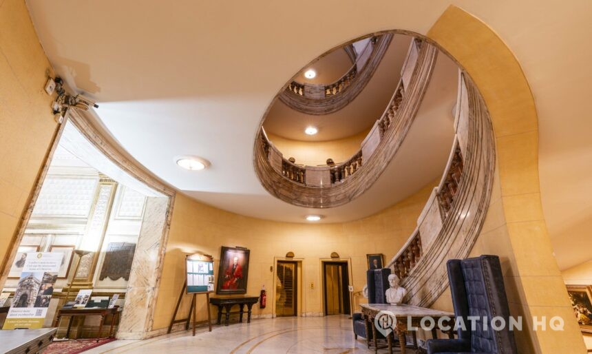 hotel lobby grand spiral staircase
