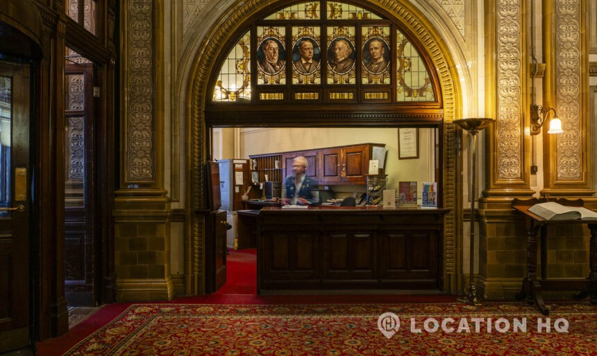 Victorian hotel check in lobby area