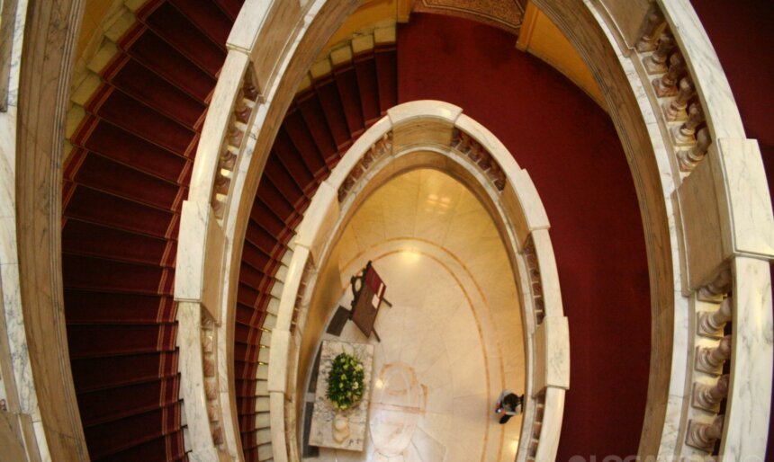 grand spiral staircase filming London