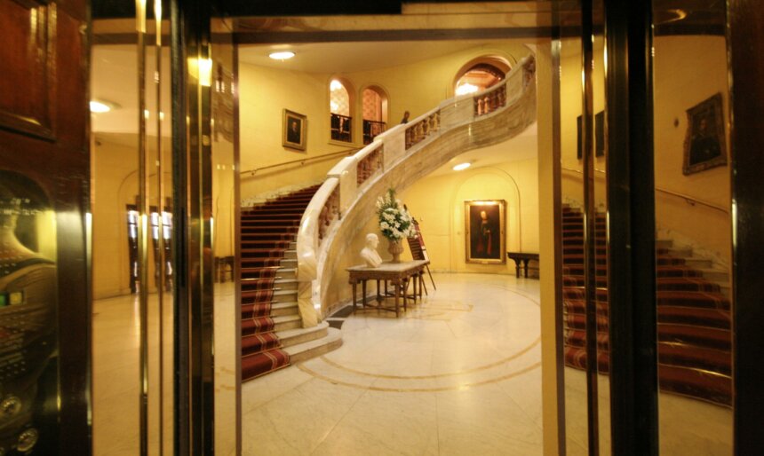 Members club winding staircase