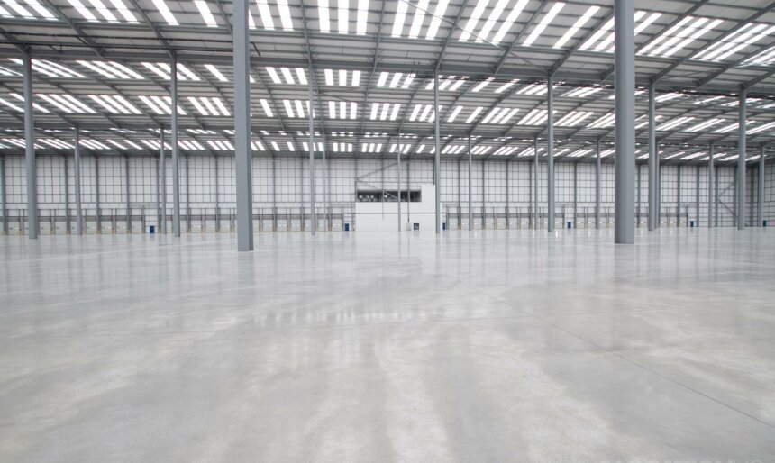 shiny concrete office floor