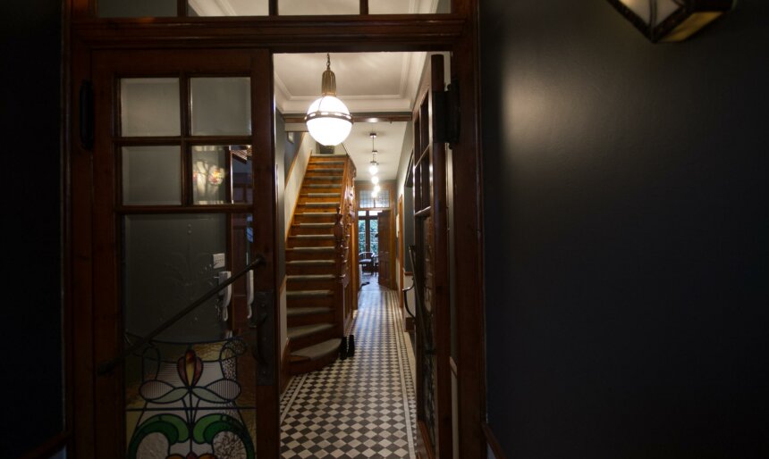 large house Victorian hall tiled