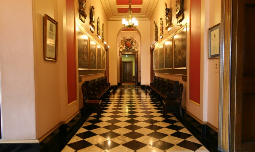 black and white tiled Corridor London