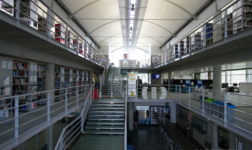 Library modern film location