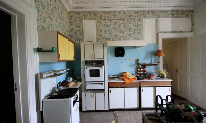 Period retro kitchen filming