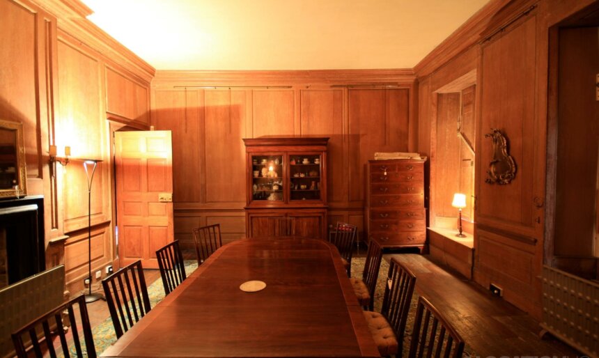 Wood panelled room