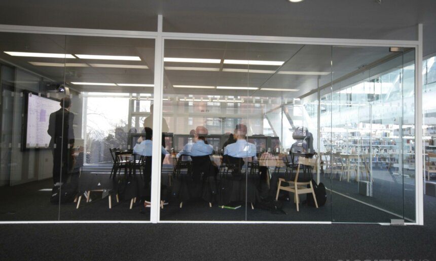 glass office room film location
