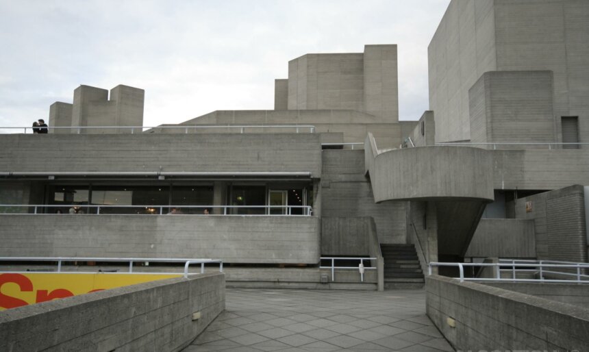 Cast concrete building filming