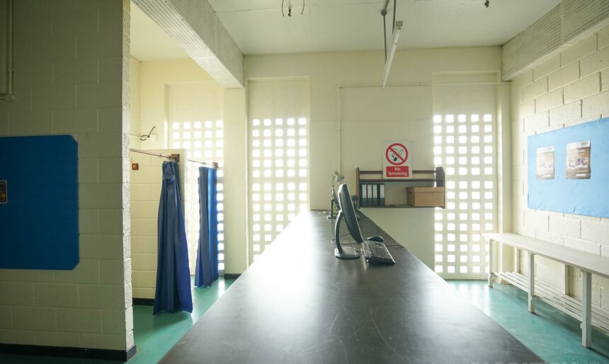 Police station check in desk