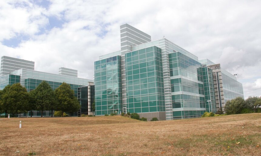 modern office science building filming