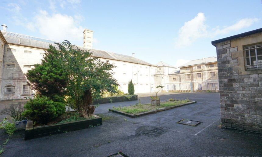 Prison courtyard filming