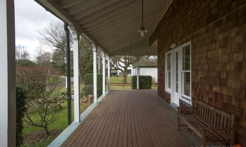 A view along the veranda on the Canadian House