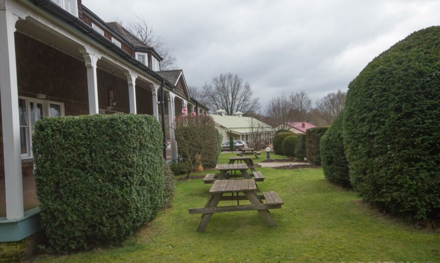 Outside view of the American / Canadian style lodge - ideal residential film location