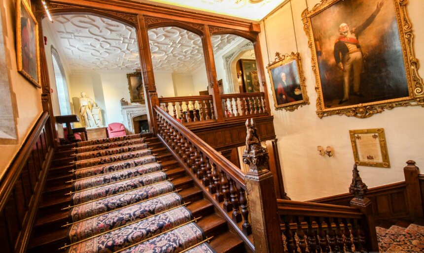 wooden grand staircase for filming