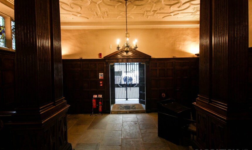 wood panel hall for filming