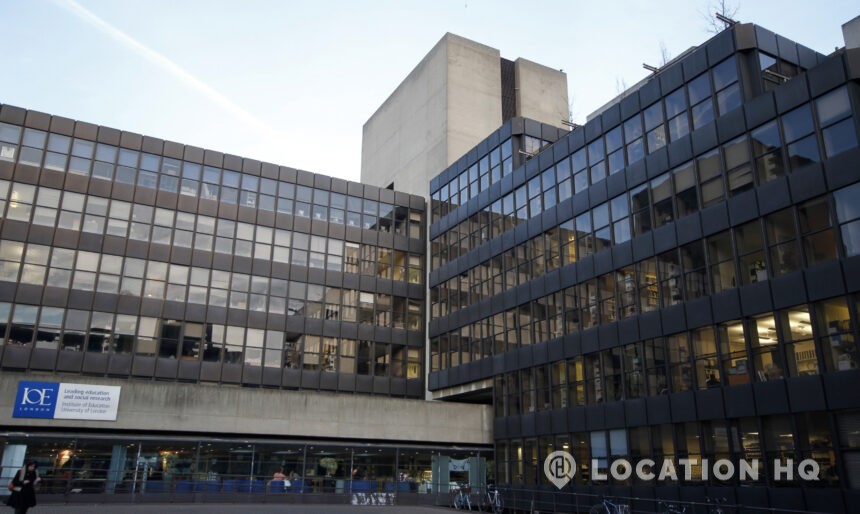 Brutalist cast concrete building double London filming