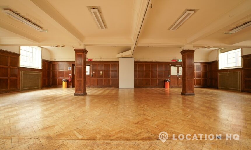 Wood panelled office filming