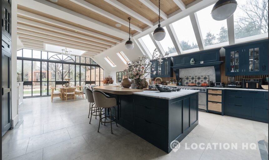 kitchen, kitchen island, kitchen skylights