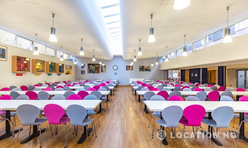 Students dinning school hall film location