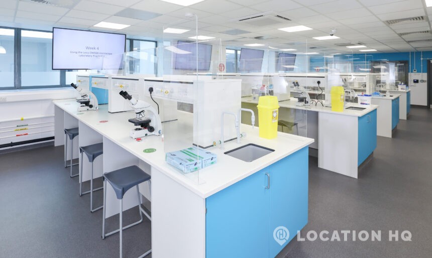 White interior laboratory.