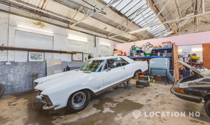 garage with skylights film location
