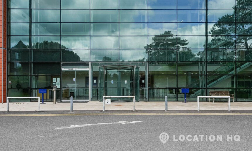 airport double glass office building exterior film location