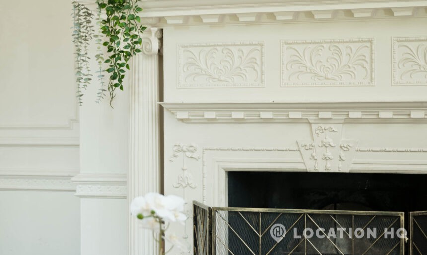 grand fireplace for filming