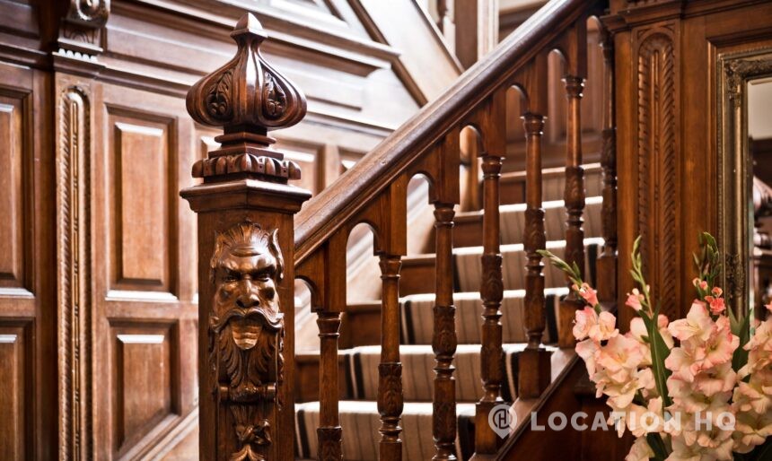 wooden staircase for filming