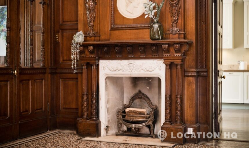 grand fireplace for filming