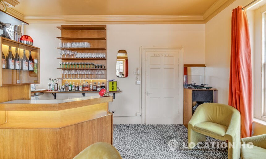 chic wine bar with a mid century aesthetic