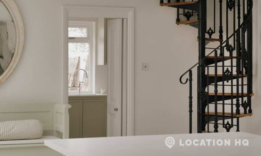 White Georgian house spiral staircase