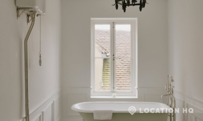 white Georgian house bathroom freestanding bath