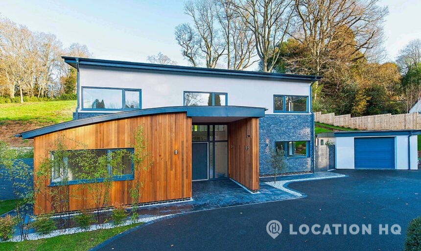 modern garage and drive film location