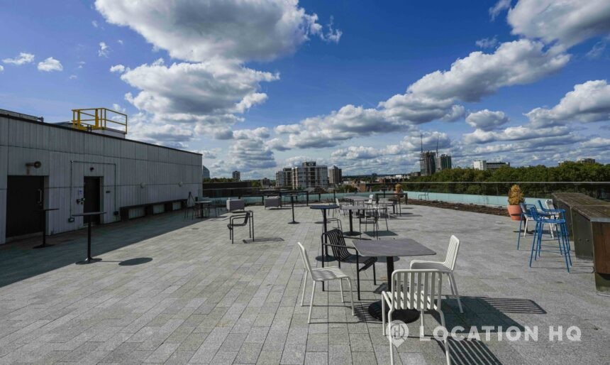seating on rooftop for filming