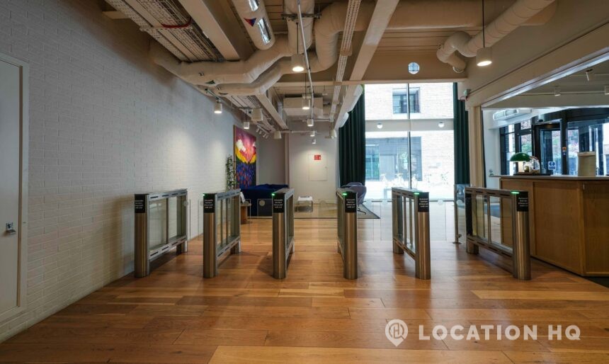 office entrance for filming