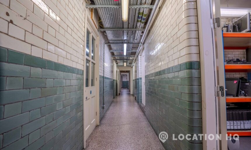 corridor for filming tiled