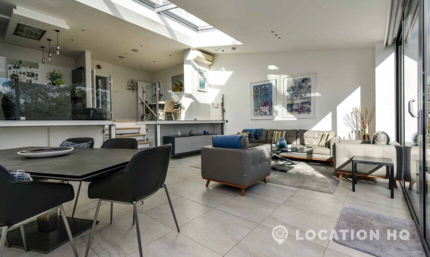 Open plan kitchen with Island film Location London