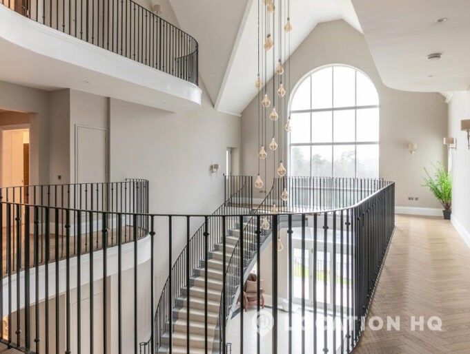 american style house staircase filming location