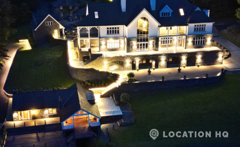 american style house night view