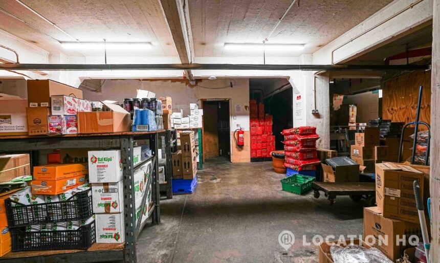 grocer's shop store room for filming