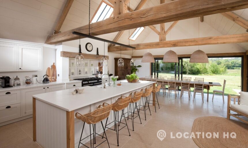 Open plan kitchen with island film location