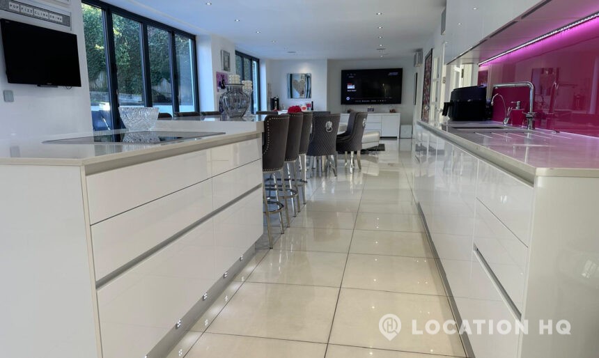 Modernist house interior for film shoot