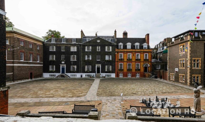 black brick townhouse