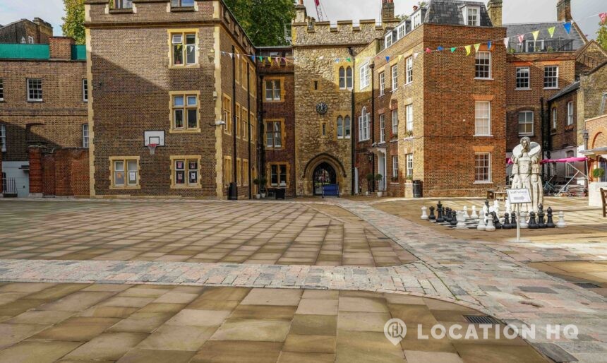 Courtyard for filming gatehouse stone London