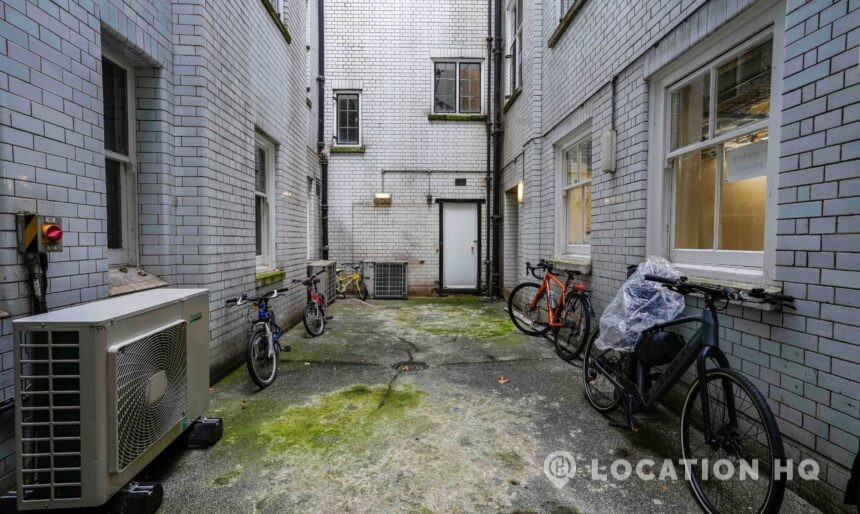 white tiled courtyard film location